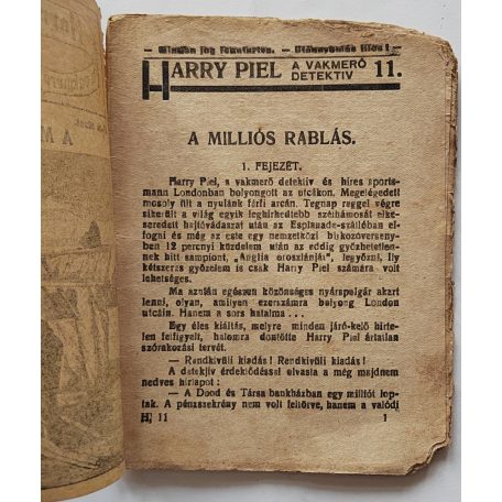 Harry Piel a vakmerő detektív 11. füzet - A milliós rablás