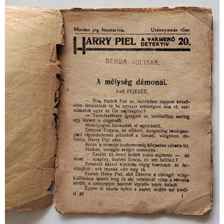 Harry Piel a vakmerő detektív 20. füzet - A mélység démonai
