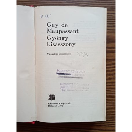 Guy De Maupassant: Gyöngy kisasszony