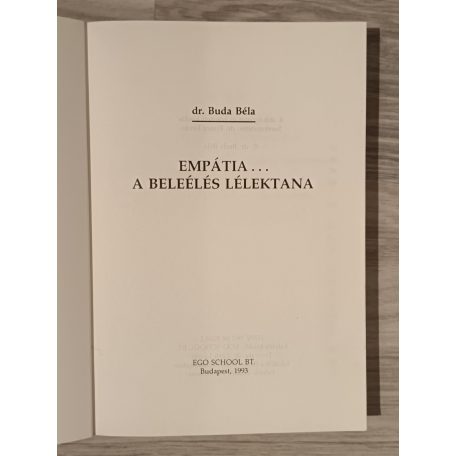 Buda Béla, Dr.: Empátia... A beleélés lélektana