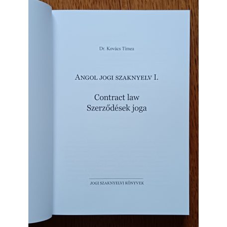 Kovács Tímea, Dr.: Angol jogi szaknyelv I.