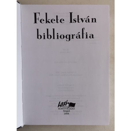 Horváth József és Sánta Gábor: Fekete István bibliográfia