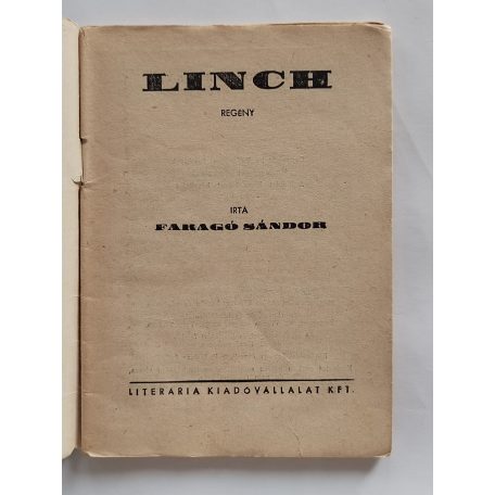 Faragó Sándor: Linch (Világvárosi Regények 291.)