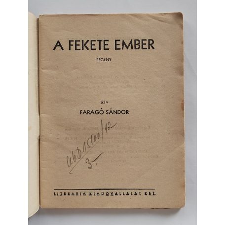 Faragó Sándor: A fekete ember (Világvárosi Regények 330.)