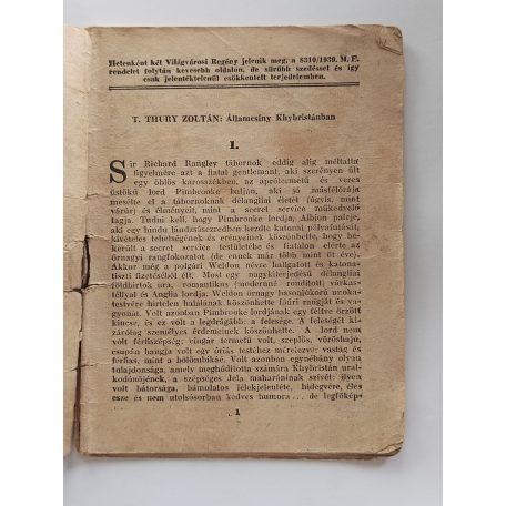 T. Thury Zoltán: Államcsíny Khybristánban (Világvárosi regények 660.)