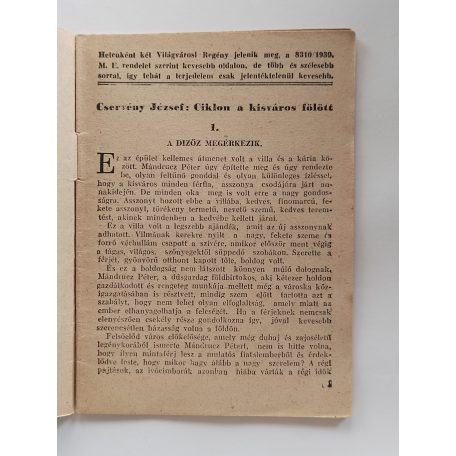 Cservény József: Ciklon a kisváros felett (Világvárosi regények 768.)