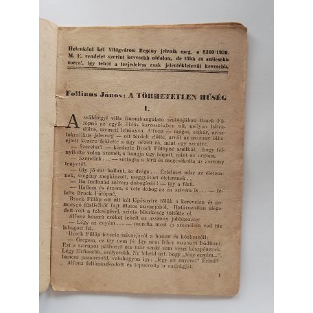Follinus János: A törhetetlen hűség (Világvárosi regények 784.)