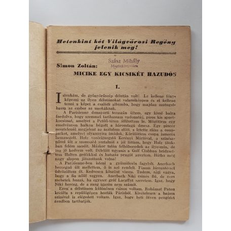 Simon Zoltán: Micike egy kicsikét hazudós (Világvárosi regények 871.)