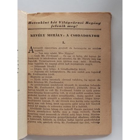 Kevély Mihály: A csodadoktor (Világvárosi regények 909.)