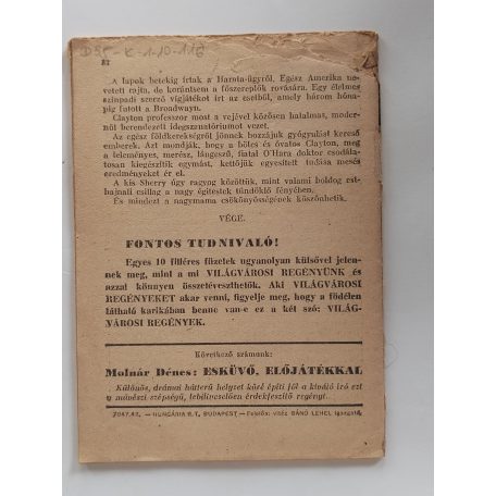 Kevély Mihály: A csodadoktor (Világvárosi regények 909.)