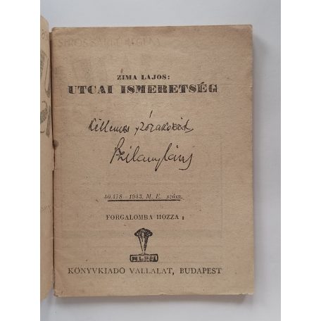 Zima Lajos: Utcai ismeretség (Csíkos sarkú regény)