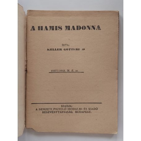 Keller Gottfried: A hamis Madonna (Népszerű Regény)