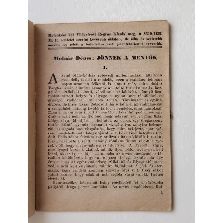 Molnár Dénes: Jönnek a mentők (Világvárosi Regények 773.)
