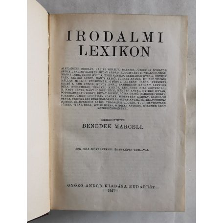Benedek Marcell: Irodalmi lexikon