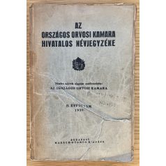 Az Országos Orvosi Kamara hivatalos névjegyzéke 1939