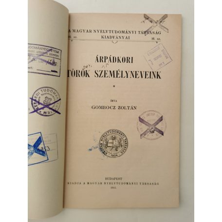Gombocz Zoltán: Árpádkori török személyneveink