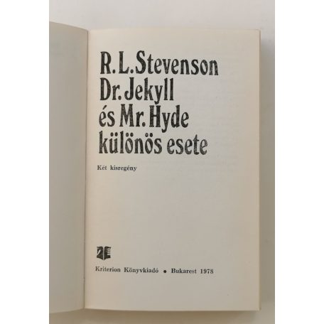 Robert Louis Stevenson: Dr. Jekyll és Mr. Hyde különös esete 