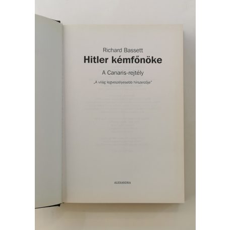 Richard Bassett: Hitler kémfőnöke
