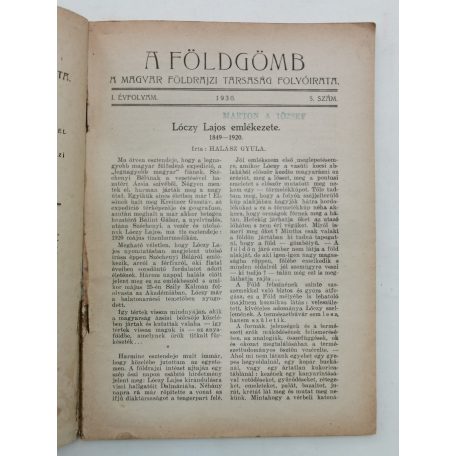 A Földgömb I. évf. 5. sz. 1930