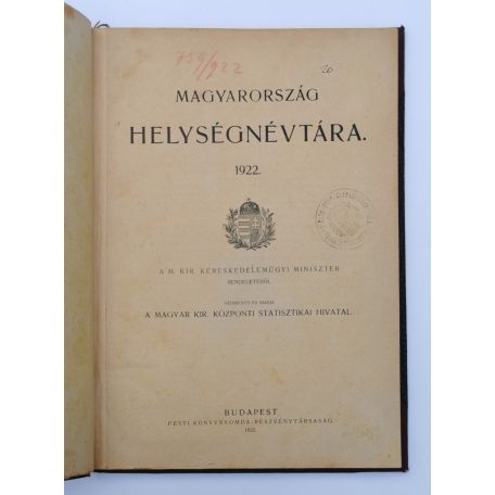 Magyarország helységnévtára 1922.