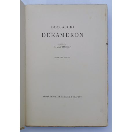 Giovanni Boccaccio: Dekameron I-III. (Könyvkedvelők Kiadása)