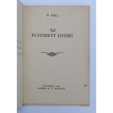 P. Pál: Az elveszett gyűrű