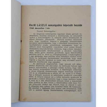 Kommunisták a nemzetgyűlésen (Rajk László, Révai József beszéde)