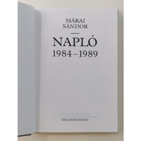 Márai Sándor: Napló 1984–1989 