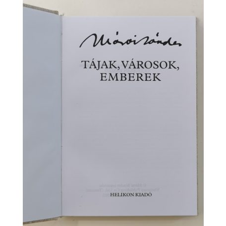 Márai Sándor: Tájak, városok, emberek 