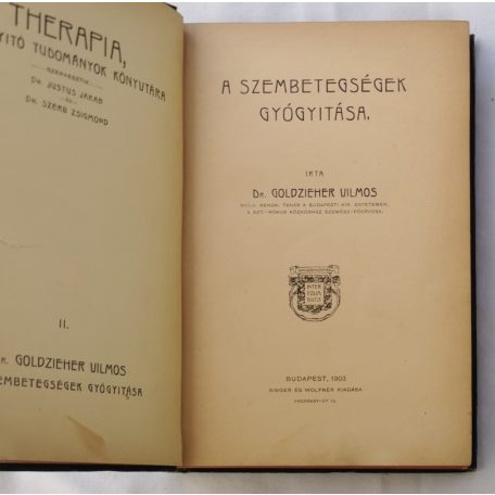 Goldzieher Vilmos, Dr.: A szembetegségek gyógyítása
