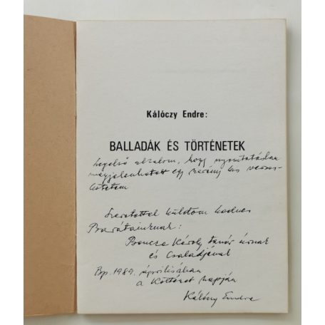 Kálóczy Endre: Balladák és történetek (Dedikált!)