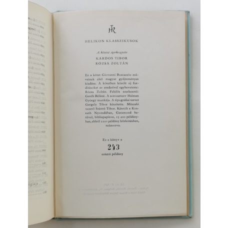 Giovanni Boccaccio: Boccaccio művei (Bibliofil sorszámozott bőrkötés, Helikon Klasszikusok!)