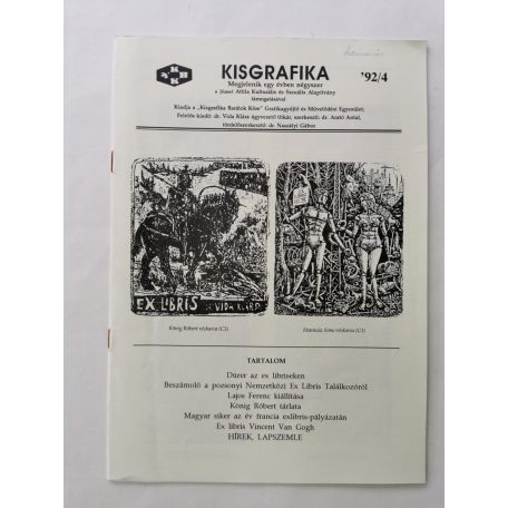 Arató Antal, Dr. (szerk.): Kisgrafika 31. évf. 1-4. sz. 1992