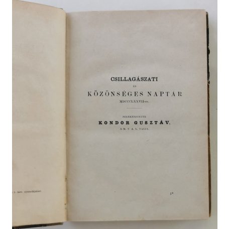 Magyar Tudományos Akadémiai Almanach csillagászati és közönséges naptárral 1877-re.