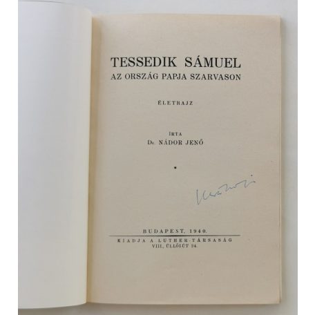 Nádor Jenő, Dr.: Tessedik Sámuel - az ország papja Szarvason