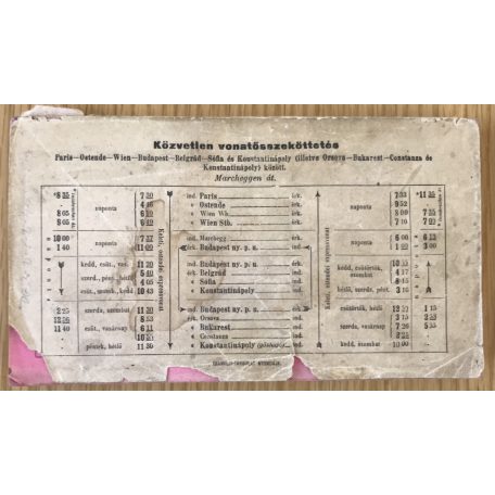 Magyar Királyi Államvasutak Nyári menetrend 1906. májustól
