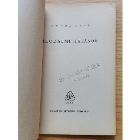 Andre Gide: Irodalmi hatások