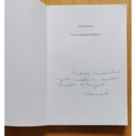 Kászoni Zoltán: Vad és vadászat Erdélyben