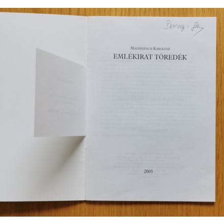 Madersprach Károlyné: Emlékirat töredék