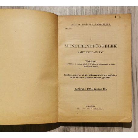 Magyar Királyi Államvasutak: A menetrendfüggelék zárt táblázatai 1943. szeptember