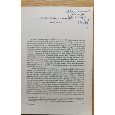 Krupa András: Születési és házassági szokások (Dedikált!)