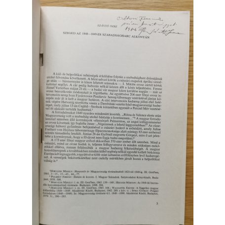Szántó Imre: Szeged az 1848-49-es szabadságharc alkonyán (Dedikált!)