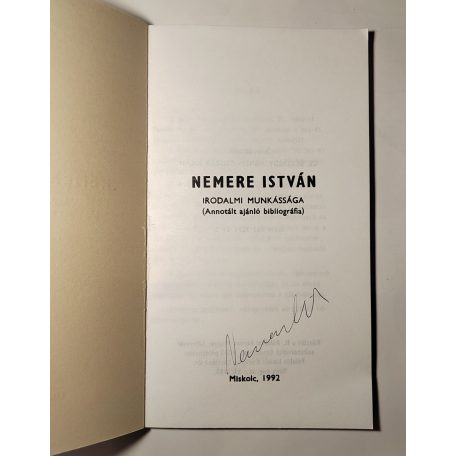 Cs. Bezerédy Ágnes - Csiszár Jolán (szerk.): Nemere István irodalmi munkássága (Aláírt!)