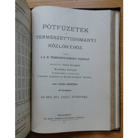 Csopey-Paszlavszky-Wartha: Természettudományi közlöny 1902. (34. kötet)