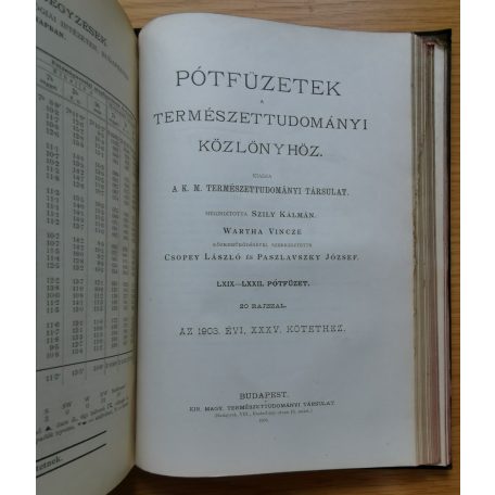 Csopey-Paszlavszky-Wartha: Természettudományi közlöny 1903. (35. kötet)
