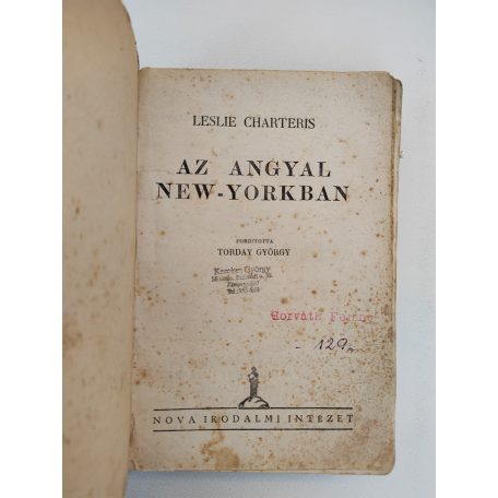 Leslie Charteris: Az Angyal New Yorkban (A NOVA Kalandos regényei 14.)