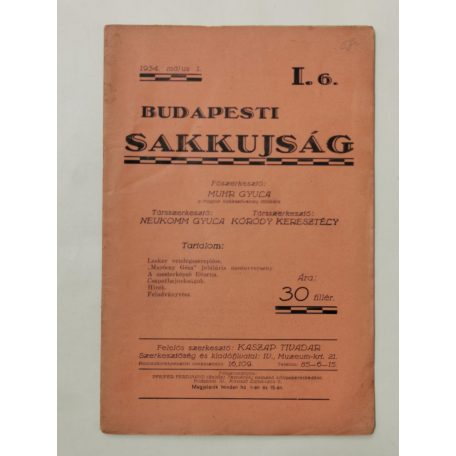Budapesti Sakkujság I. évf. 6. sz. - 1934. május 1.