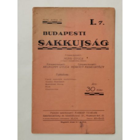 Budapesti Sakkujság I. évf. 7. sz. - 1934. május 15.