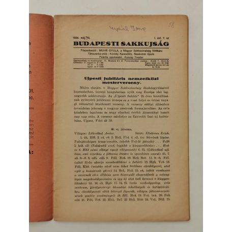 Budapesti Sakkujság I. évf. 7. sz. - 1934. május 15.