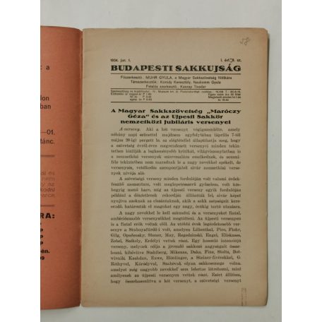 Budapesti Sakkujság I. évf. 8. sz. - 1934. június 1.